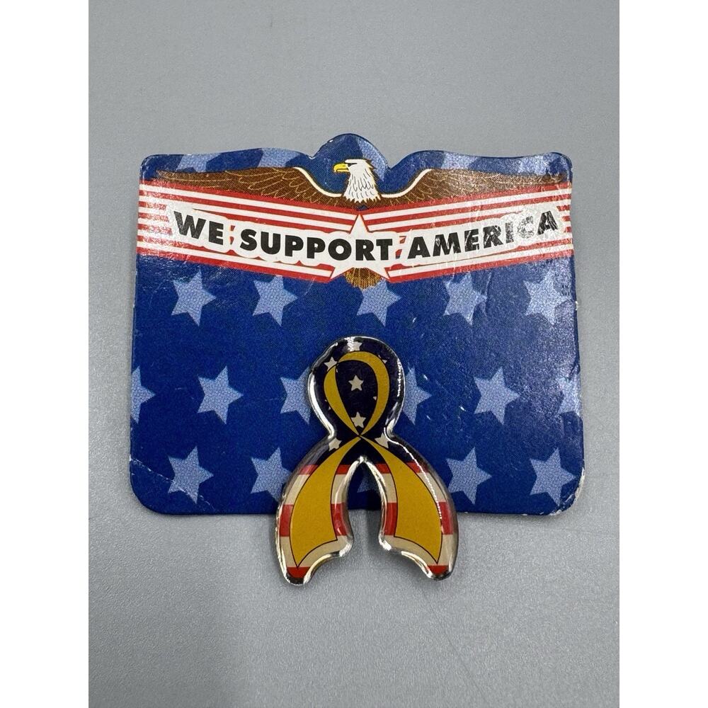 USA Patriotic We Support America Ribbon Lapel Pin